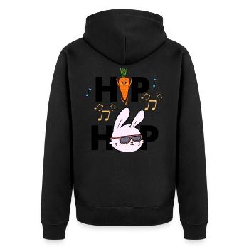 Hip Hop Funny Easter Rabbit Pun - Unisex Premium Organic Zip Hoodie - black - Back - Nico (187cm)