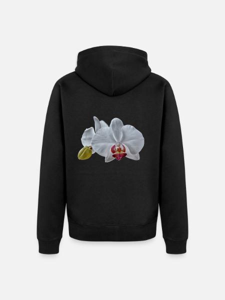 Fleurs d’orchidées blanches - Veste à capuche bio Premium Unisexe - noir