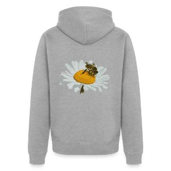 Margerite Blüten Vektor Kunst - Unisex Premium Bio Zip Hoodie - Grau meliert - Hinten - Nico (187cm)