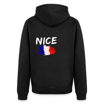 Nice France Flag Nice - Unisex Premium Organic Zip Hoodie - black - Back - Nico (187cm)
