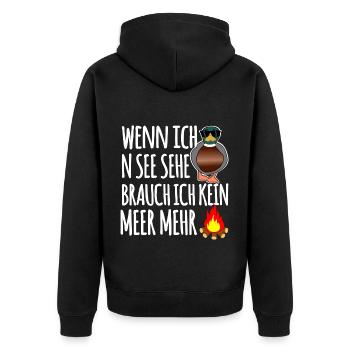 Ente am See - Unisex Premium Bio Zip Hoodie - Schwarz - Hinten - Nico (187cm)