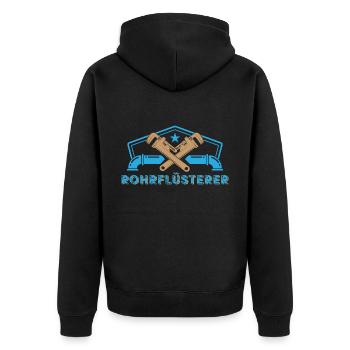 Klempner Rohr Flüsterer Handwerker Spengler - Unisex Premium Bio Zip Hoodie - Schwarz - Hinten - Nico (187cm)
