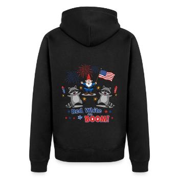 Raccoon 4th of July Fireworks Party - Unisex Premium Organic Zip Hoodie - black - Back - Nico (187cm)