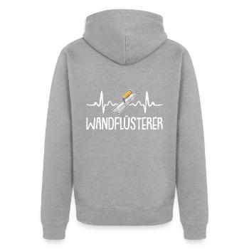 Stuckateur Gipser Spachtel Herzschlag - Unisex Premium Bio Zip Hoodie - Grau meliert - Hinten - Nico (187cm)