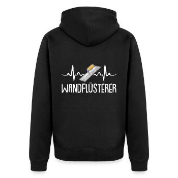 Stuckateur Gipser Spachtel Herzschlag - Unisex Premium Bio Zip Hoodie - Schwarz - Hinten - Nico (187cm)