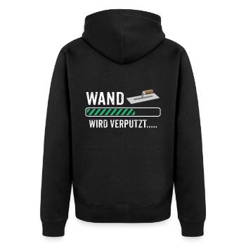 Stuckateur Wand verputzen Verputzer - Unisex Premium Bio Zip Hoodie - Schwarz - Hinten - Nico (187cm)