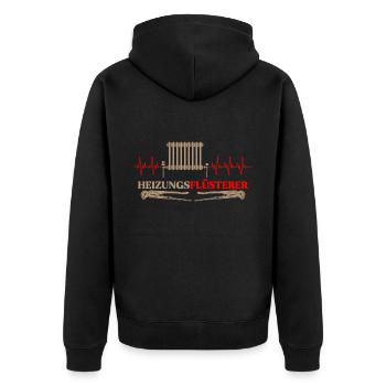 Installateur Herzschlag Heizungsbauer Heizungsbau - Unisex Premium Bio Zip Hoodie - Schwarz - Hinten - Nico (187cm)