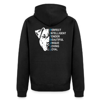 Pitbull - Unisex Premium Organic Zip Hoodie - black - Back - Nico (187cm)