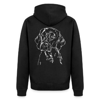 FLAT COATED RETRIEVER Hunde Hund Jagdhund Wilsigns - Unisex Premium Bio Zip Hoodie - Schwarz - Hinten - Nico (187cm)