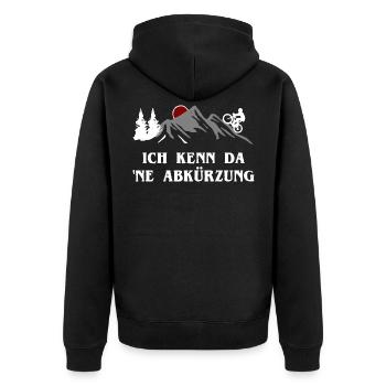 MTB - Ich kenn da ne Abkürzung - Unisex Premium Bio Zip Hoodie - Schwarz - Hinten - Nico (187cm)