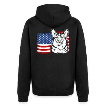 Corgi US Amérique Drapeau Chiens Chien Wilsigns - Veste à capuche bio Premium Unisexe - noir - Dos - Nico (187cm)