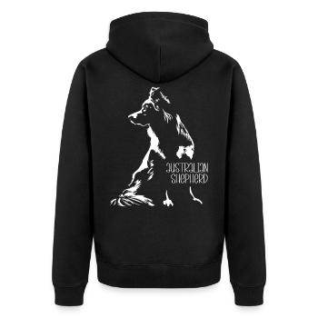 Silhouette de berger australien Aussie Wilsigns - Veste à capuche bio Premium Unisexe - noir - Dos - Nico (187cm)