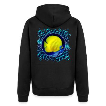 Blubberblasen - Unisex Premium Bio Zip Hoodie - Schwarz - Hinten - Nico (187cm)