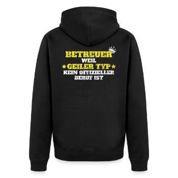 Betreuer - Unisex Premium Bio Zip Hoodie - Schwarz - Hinten - Nico (187cm)