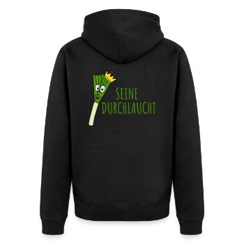 Lauch Seine Durchlaucht - Unisex Premium Bio Zip Hoodie - Schwarz - Hinten - Nico (187cm)