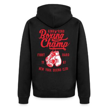 Boxing Champ Boxing Boxer Ring Champion Fighting Club - Unisex Premium Organic Zip Hoodie - black - Back - Nico (187cm)