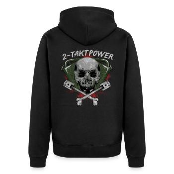 2 stroke power skull skull piston - Unisex Premium Organic Zip Hoodie - black - Back - Nico (187cm)