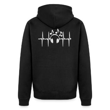 Heart Beat Music - Unisex Premium Bio Zip Hoodie - Schwarz - Hinten - Nico (187cm)