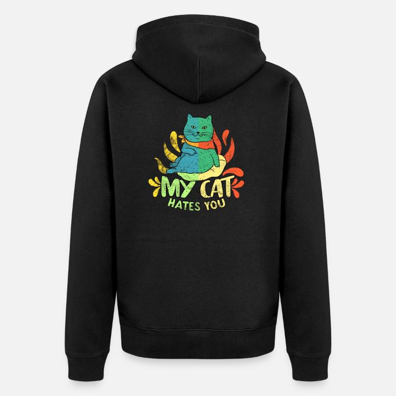 Mon chat vous déteste - Veste à capuche bio Premium Unisexe - noir