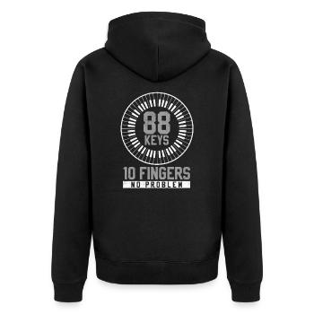 Klavier - Unisex Premium Bio Zip Hoodie - Schwarz - Hinten - Nico (187cm)