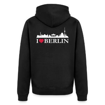 I love Berlin - Unisex Premium Bio Zip Hoodie - Schwarz - Hinten - Nico (187cm)