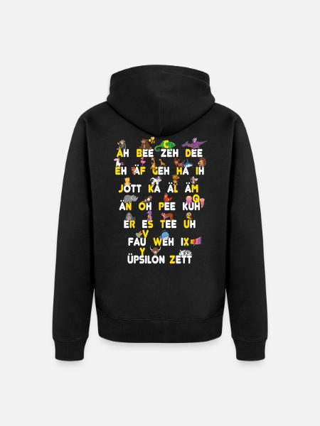 ABC Tiere Dinge - Unisex Premium Bio Zip Hoodie - Schwarz