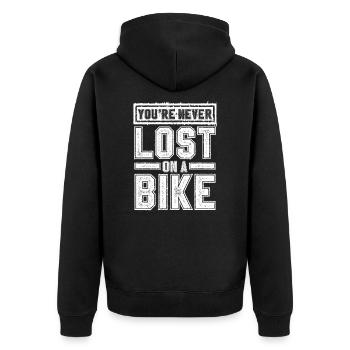 mountain bike - Unisex Premium Organic Zip Hoodie - black - Back - Nico (187cm)