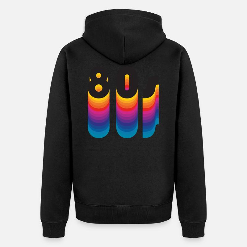 80s queue d'arc-en-ciel - Veste à capuche bio Premium Unisexe - noir