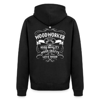 Carpenter joiner vintage gift - Unisex Premium Organic Zip Hoodie - black - Back - Nico (187cm)