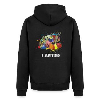 Kunst Künstler Maler Geschenk - Unisex Premium Bio Zip Hoodie - Schwarz - Hinten - Nico (187cm)