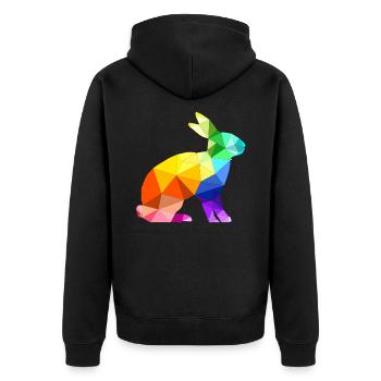 Polygon Hase Geschenk - Unisex Premium Bio Zip Hoodie - Schwarz - Hinten - Nico (187cm)
