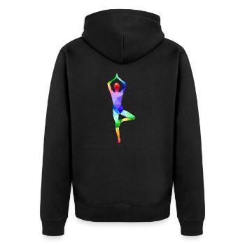 Yoga - Unisex Premium Bio Zip Hoodie - Schwarz - Hinten - Nico (187cm)