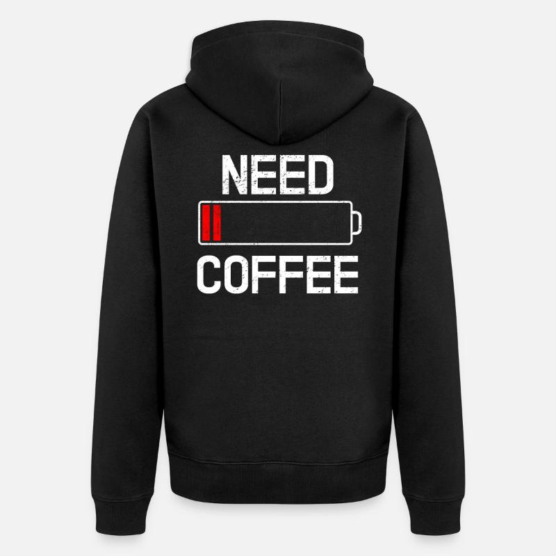 Kaffee - Unisex Premium Bio Zip Hoodie - Schwarz