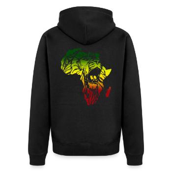 Afrika Lion Of Judah Reggae Musik Rasta Rastafari - Unisex Premium Bio Zip Hoodie - Schwarz - Hinten - Nico (187cm)