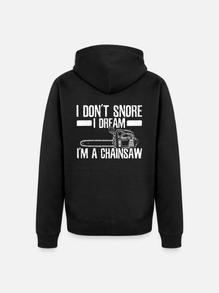 Lumberjack - Chainsaw Snore Funny Gift - Unisex Premium Organic Zip Hoodie - black