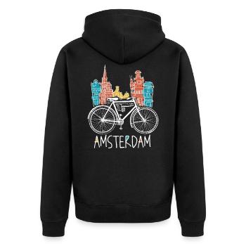 Amsterdam - Retro Pays-Bas cadeau de vélo - Veste à capuche bio Premium Unisexe - noir - Dos - Nico (187cm)