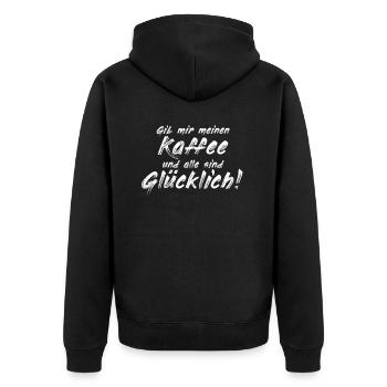 coffee - Unisex Premium Organic Zip Hoodie - black - Back - Nico (187cm)