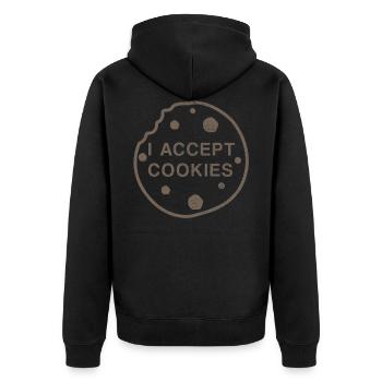 Lustiges Cookie Shirt - Unisex Premium Bio Zip Hoodie - Schwarz - Hinten - Nico (187cm)