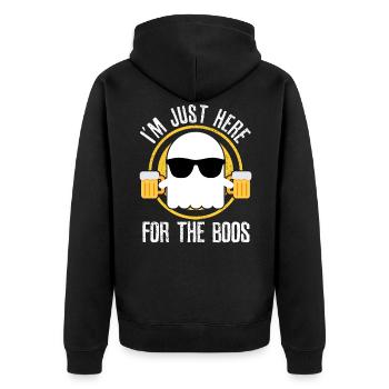 Halloween - I'm just for drinking here - Unisex Premium Organic Zip Hoodie - black - Back - Nico (187cm)