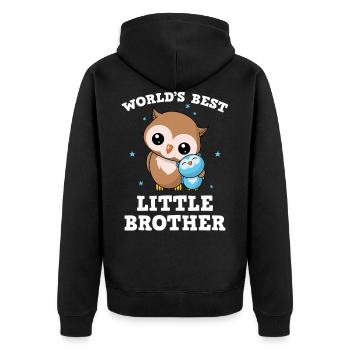 World's Best Little Brother - Kleiner Bruder Eulen - Unisex Premium Bio Zip Hoodie - Schwarz - Hinten - Nico (187cm)