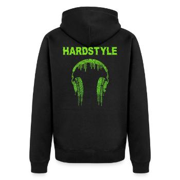 Hardstyle Musik Festival Geschenk - Unisex Premium Bio Zip Hoodie - Schwarz - Hinten - Nico (187cm)