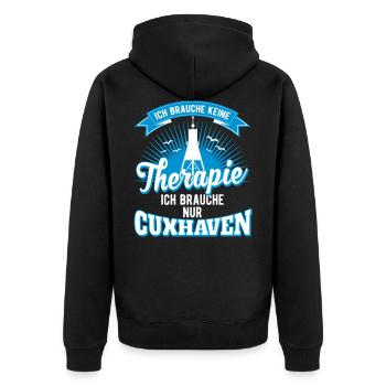 Cuxhaven ich brauche keine Therapie nur Cuxhaven - Unisex Premium Bio Zip Hoodie - Schwarz - Hinten - Nico (187cm)