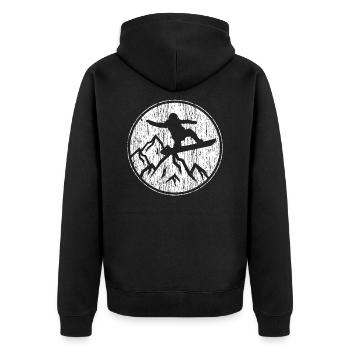 Snowboard - Snowboarding Gift - Unisex Premium Organic Zip Hoodie - black - Back - Nico (187cm)