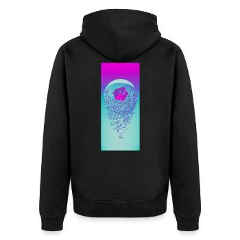 Neon Retro Splinter - Unisex Premium Bio Zip Hoodie - Schwarz - Hinten - Nico (187cm)