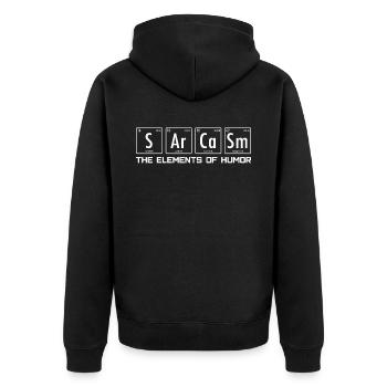 Sarcasme - éléments de l'humeur chimie nerd drôle - Veste à capuche bio Premium Unisexe - noir - Dos - Nico (187cm)