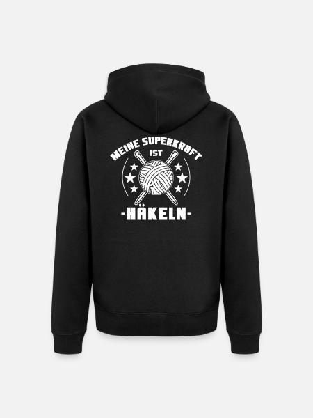 Häkeln "Superkraft - Unisex Premium Bio Zip Hoodie - Schwarz