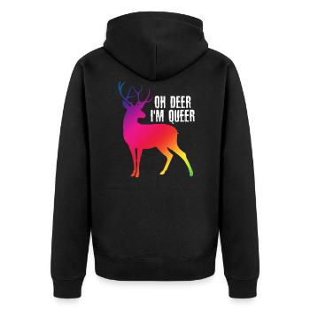Oh Deer I'm Queer – LGBT Deer Gay Pride - Unisex Premium Organic Zip Hoodie - black - Back - Nico (187cm)