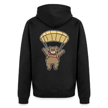 Gleitschirmfliegen Bär - Unisex Premium Bio Zip Hoodie - Schwarz - Hinten - Nico (187cm)