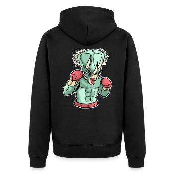 Triceratops Boxer Dinosaur Boxing Sport Gift - Unisex Premium Organic Zip Hoodie - black - Back - Nico (187cm)