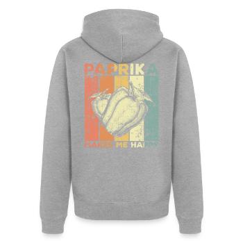 Légumes rétro Poivrons - Veste à capuche bio Premium Unisexe - gris chiné - Dos - Nico (187cm)